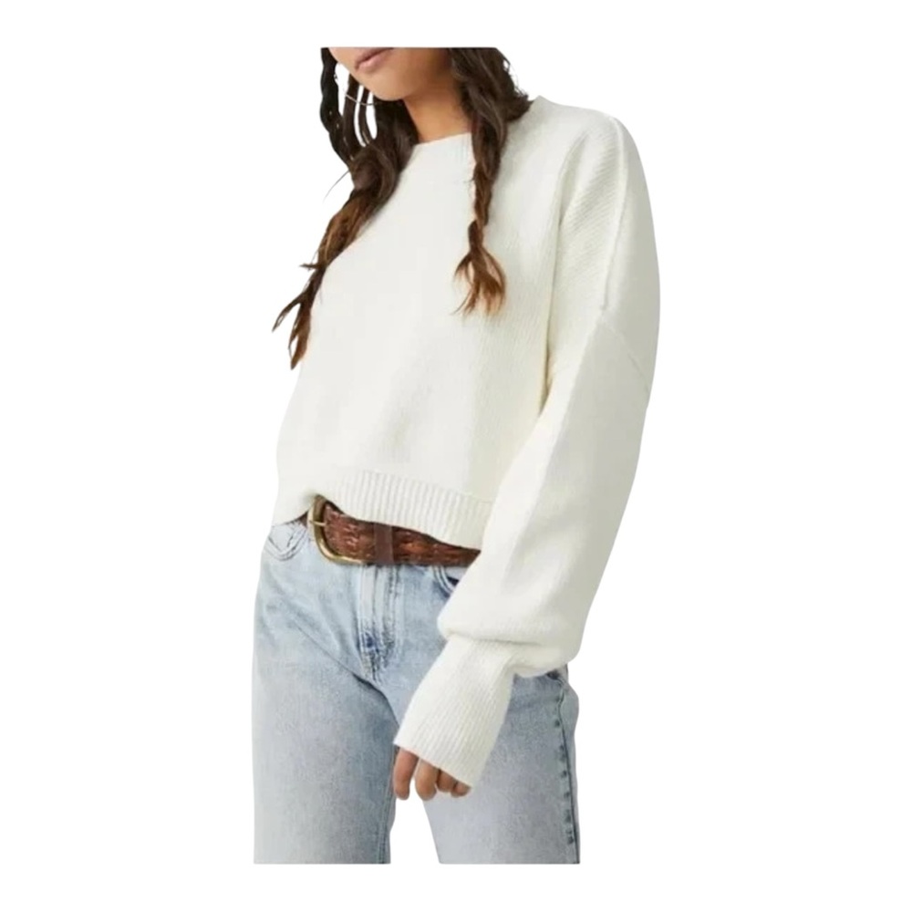 Free People Cream Crew Neck Sweater